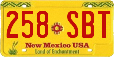 NM license plate 258SBT