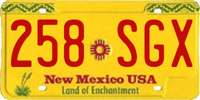 NM license plate 258SGX