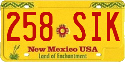 NM license plate 258SIK