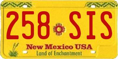 NM license plate 258SIS