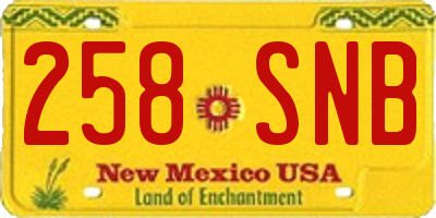NM license plate 258SNB