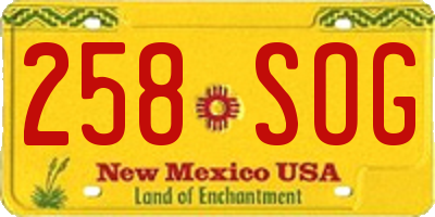 NM license plate 258SOG