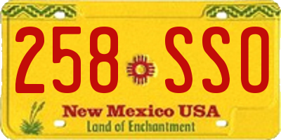 NM license plate 258SSO