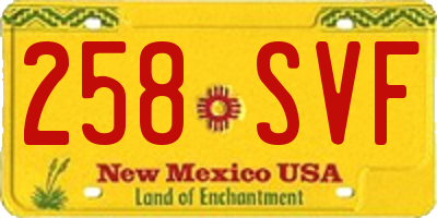 NM license plate 258SVF