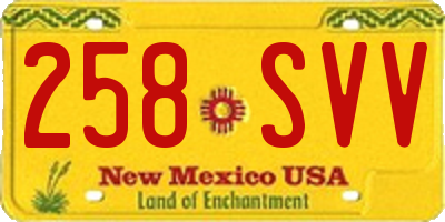NM license plate 258SVV
