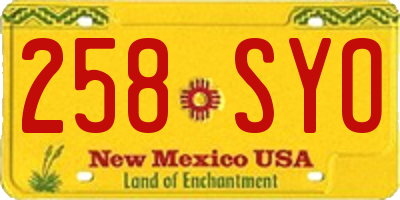 NM license plate 258SYO
