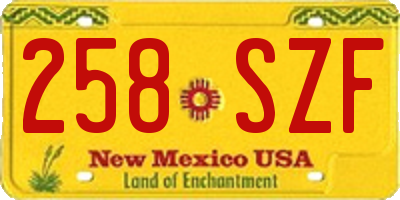 NM license plate 258SZF