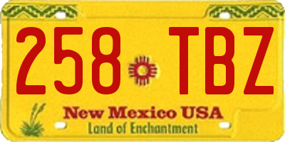 NM license plate 258TBZ