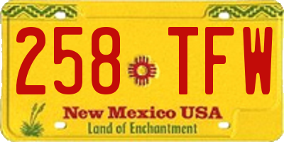 NM license plate 258TFW