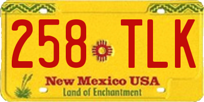 NM license plate 258TLK