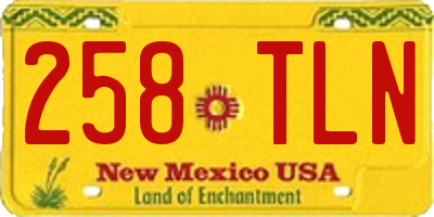 NM license plate 258TLN