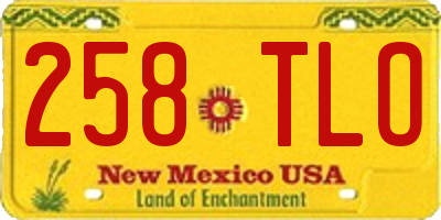 NM license plate 258TLO