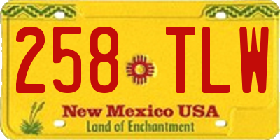 NM license plate 258TLW
