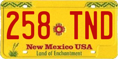 NM license plate 258TND