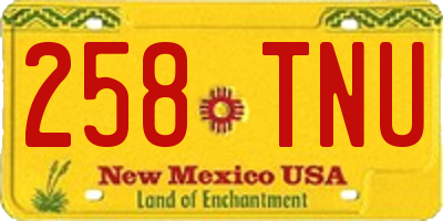 NM license plate 258TNU