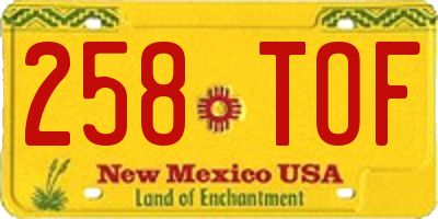 NM license plate 258TOF