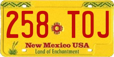 NM license plate 258TOJ