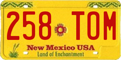 NM license plate 258TOM