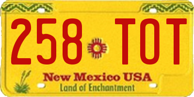 NM license plate 258TOT