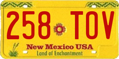 NM license plate 258TOV