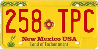 NM license plate 258TPC