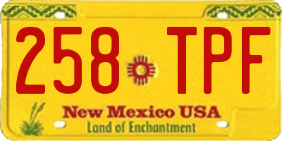 NM license plate 258TPF