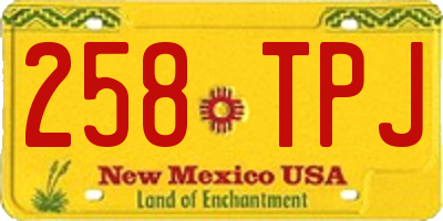 NM license plate 258TPJ