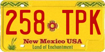 NM license plate 258TPK