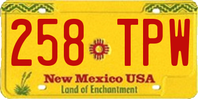 NM license plate 258TPW