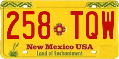 NM license plate 258TQW