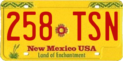 NM license plate 258TSN