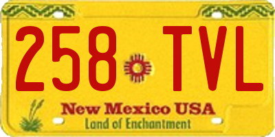 NM license plate 258TVL