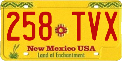 NM license plate 258TVX