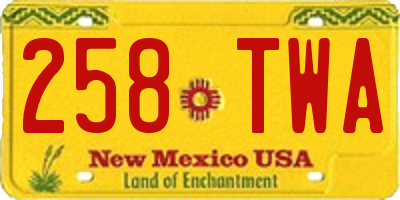NM license plate 258TWA
