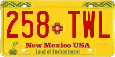 NM license plate 258TWL