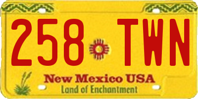 NM license plate 258TWN