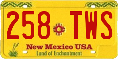 NM license plate 258TWS