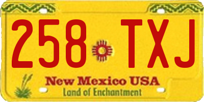 NM license plate 258TXJ