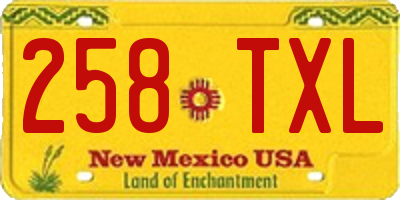 NM license plate 258TXL