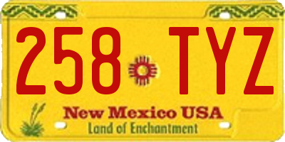 NM license plate 258TYZ