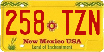 NM license plate 258TZN