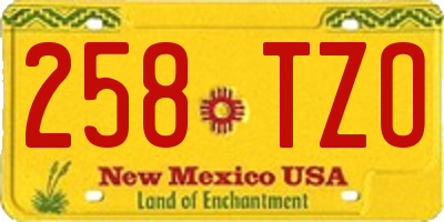 NM license plate 258TZO