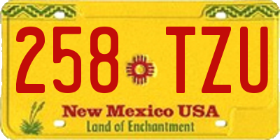 NM license plate 258TZU