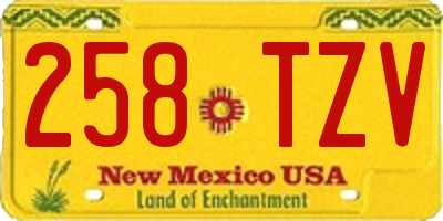 NM license plate 258TZV