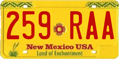 NM license plate 259RAA