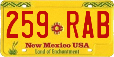 NM license plate 259RAB