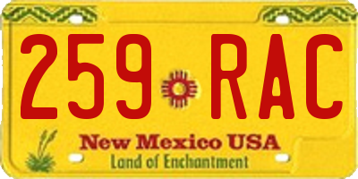 NM license plate 259RAC