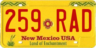 NM license plate 259RAD