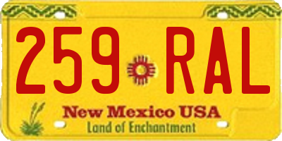 NM license plate 259RAL