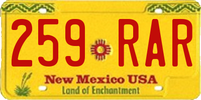 NM license plate 259RAR